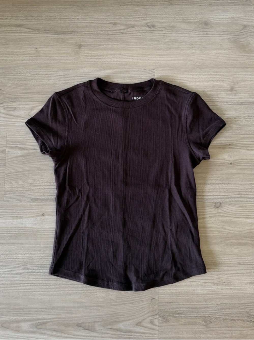 Industry Ribbed Short Sleeve Crewneck Tee with Curved Hem